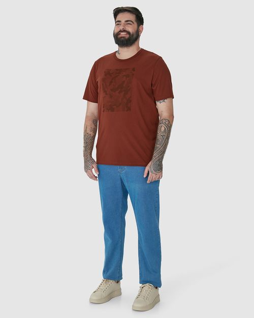 Camiseta Masculina Plus Size Estampa Ilustrativa Frontal Em Algodão