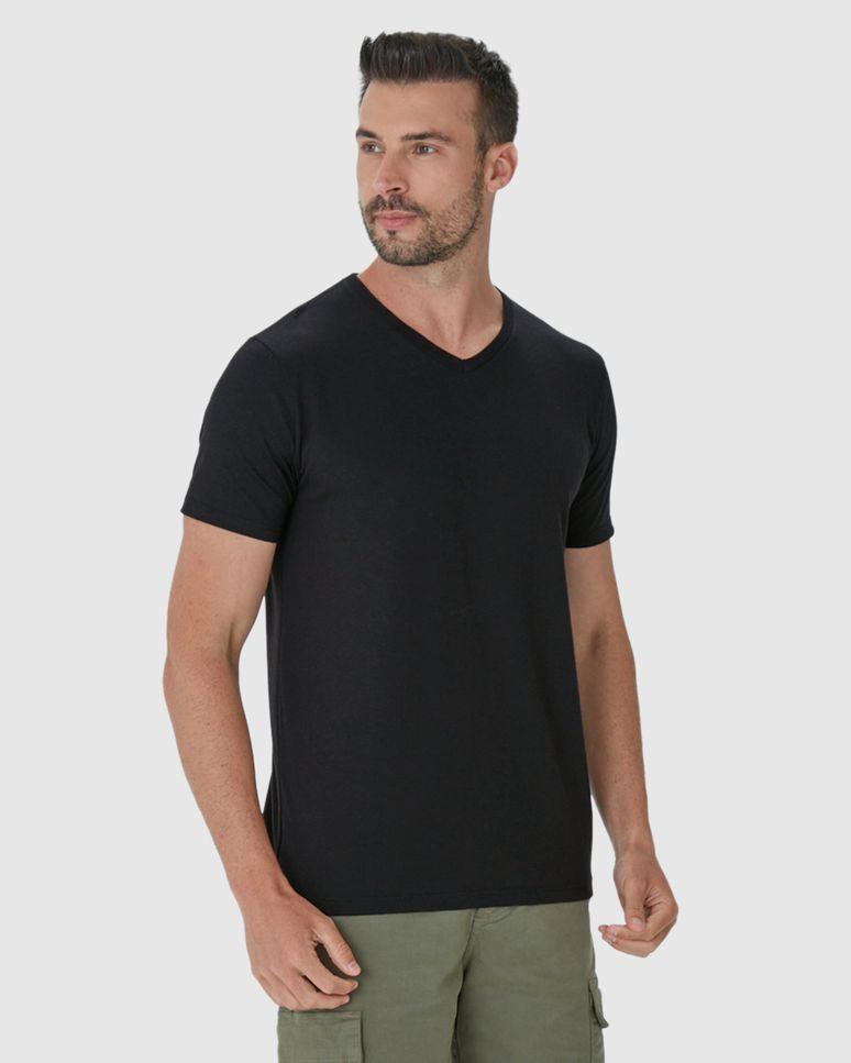 Camiseta Movimento Masculina Decote V Em Malha Anti Odor