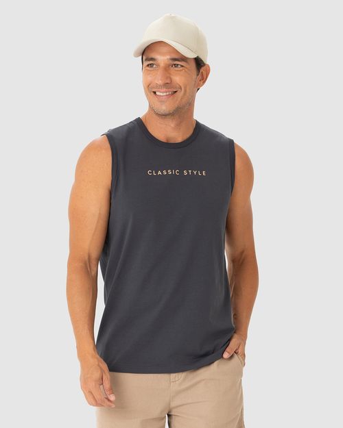 Regata Masculina Alça Larga Classic Style Em Algodão