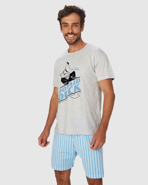 Pijama Masculino Manga Curta Pato Donald Em Algodão