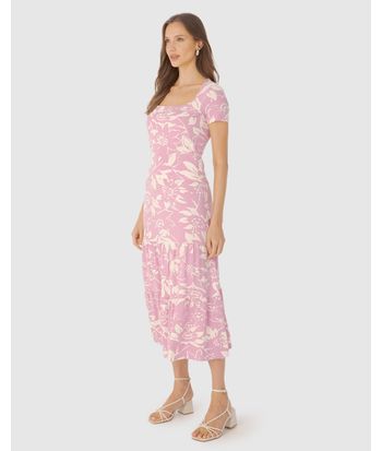 Blusa Feminina Floral Decote Quadrado Em Viscose Stretch