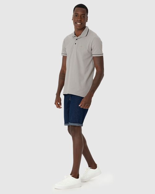 Camisa Polo Básica Masculina Bordada Em Piquet Stretch