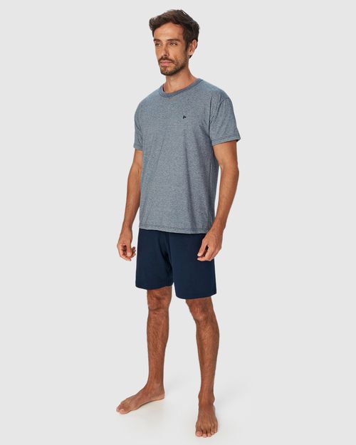 Pijama Masculino Camiseta Decote Redondo Em Malha Fio A Fio