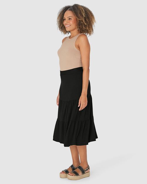 Saia Midi Feminina Marias Em Viscose Stretch