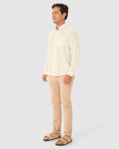 Camisa Masculina Regular Manga Longa Em Viscolinho