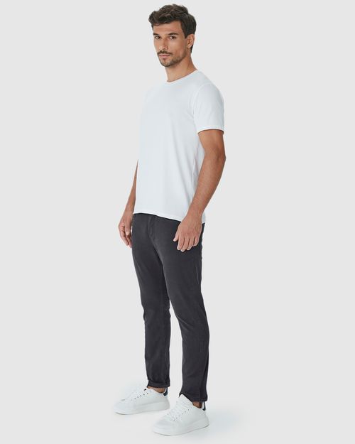 Calça Masculina Slim Cintura Média Em Sarja Com Elastano