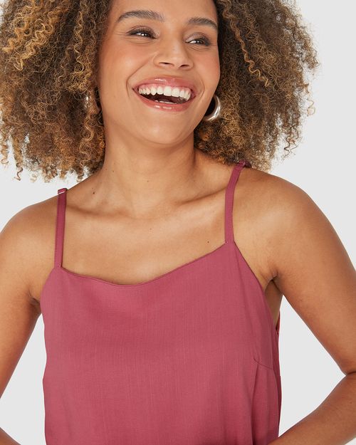 Vestido Midi Feminino Fenda Lateral Em Viscolinho Texturizado