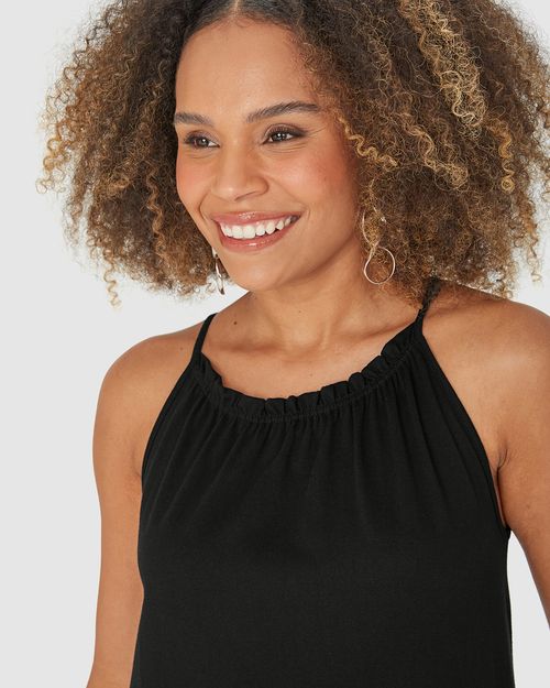 Vestido Longo Feminino Decote Halter Neck Em Malha Comfy