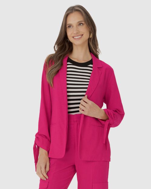 Blazer Feminino Com Manga Ajustável Em Viscolinho