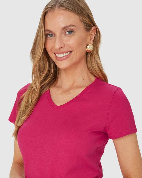 Blusa Básica Feminina Decote V Em Algodão