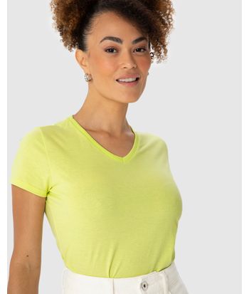 Blusa Básica Feminina Decote V Em Algodão