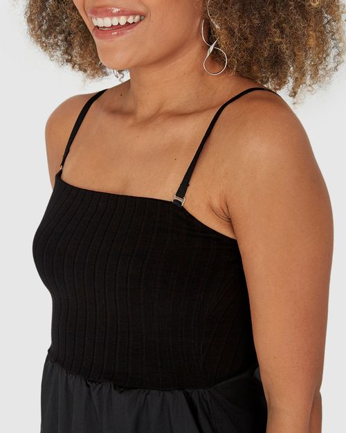 Vestido Midi Feminino Com Alça Removível Em Malha Viscose Canelada