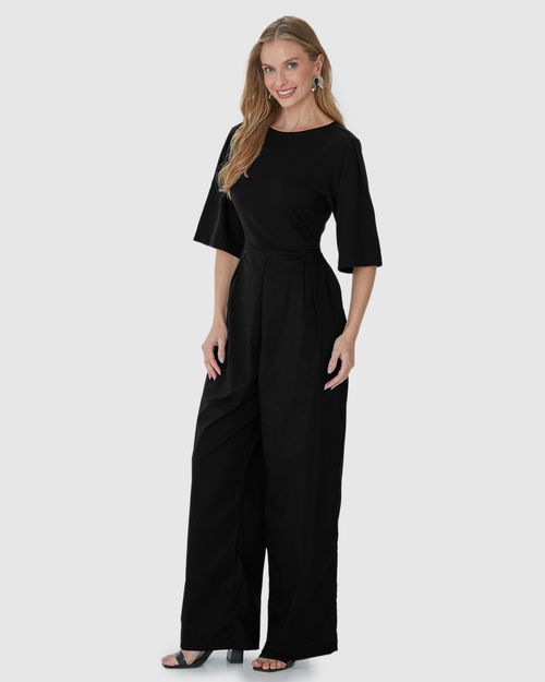 Macacão Amplo Feminino Com Bolso Faca Em Tricoline Stretch