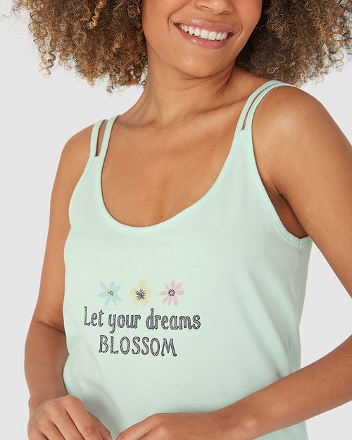 Pijama Feminino Regata Let Your Dreams Blossom Em Algodão