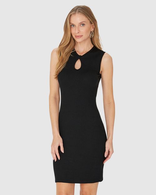 Vestido Feminino Decote Gota Em Malha Viscose Canelada
