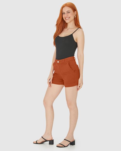 Shorts Alfaiataria Feminino Em Sarja Com Elastano