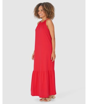 Vestido Longo Feminino Decote Halter Neck Em Malha Comfy