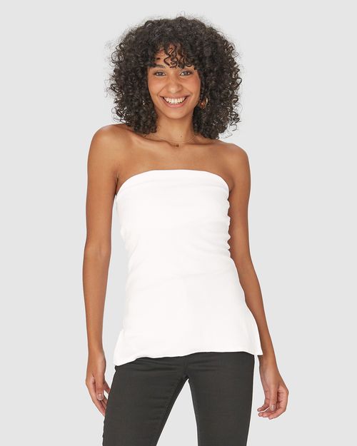 Blusa Feminina Sem Alças Com Fenda Lateral Em Ribana