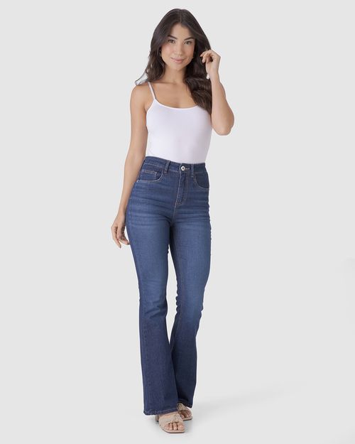 Calça Feminina Small Flare Push Up Cintura Alta Em Flex Jeans