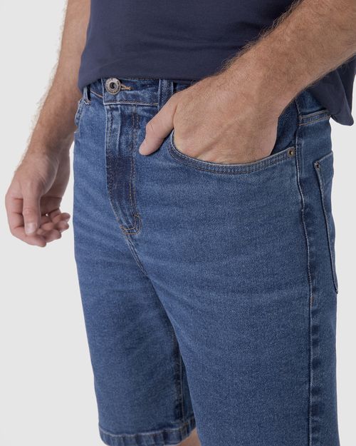 Bermuda Masculina Slim Cintura Média Em Jeans Com Elastano