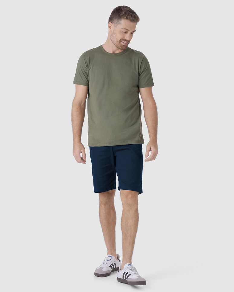 Bermuda Masculina Slim Em Sarja Com Elastano