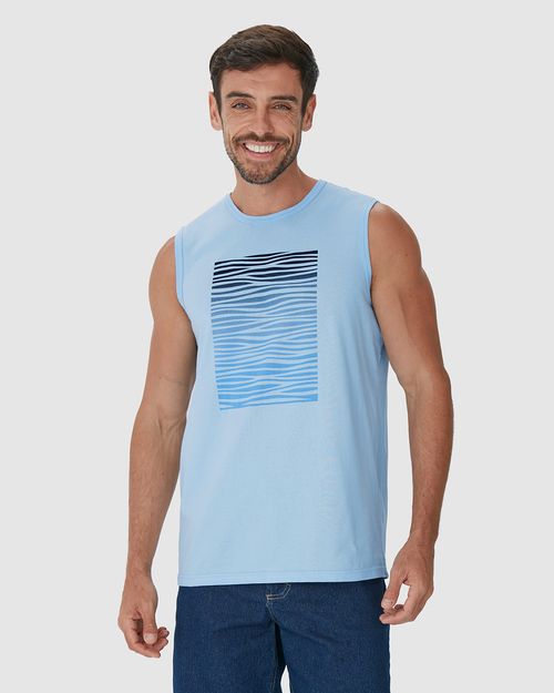 Regata Masculina Alça Larga Estampa Frontal Em Algodão