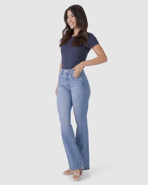 Calça Feminina Small Flare Cintura Média Em Flex Jeans