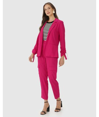Blazer Feminino Com Manga Ajustável Em Viscolinho
