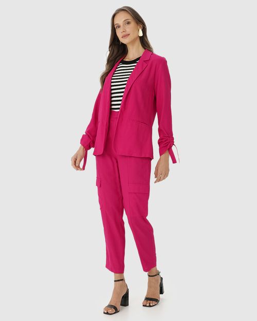 Blazer Feminino Com Manga Ajustável Em Viscolinho