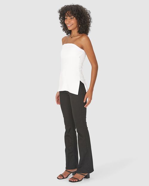 Blusa Feminina Sem Alças Com Fenda Lateral Em Ribana