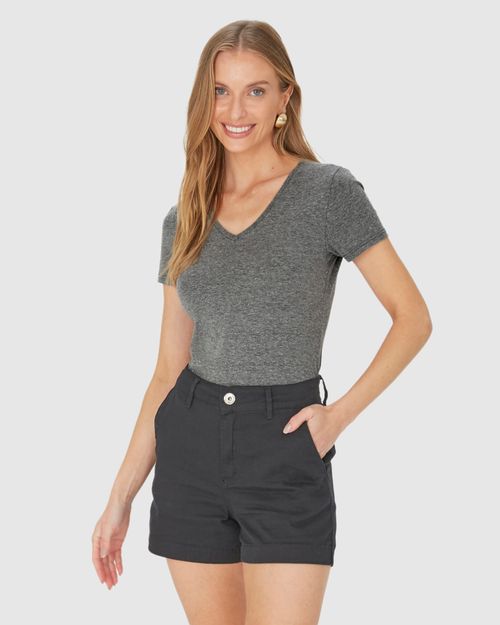 Blusa Básica Feminina Decote V Em Algodão
