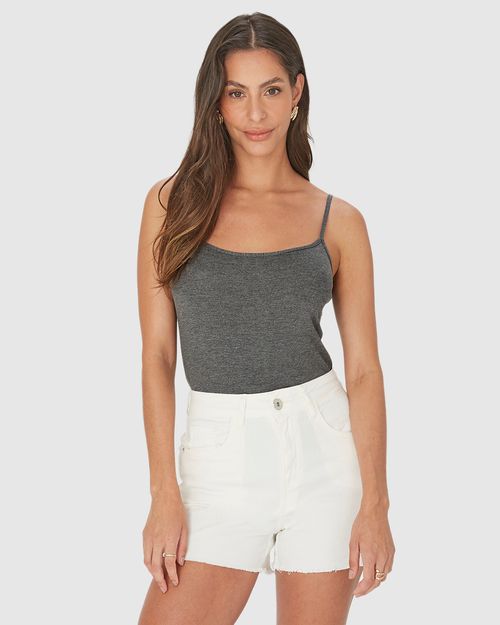 Regata Básica Feminina Decote Redondo Em Viscose Stretch