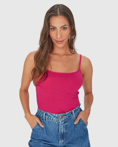 Regata Básica Feminina Decote Redondo Em Viscose Stretch