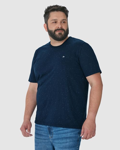 Camiseta Básica Masculina Plus Size Com Bordado Em Malha Botonê