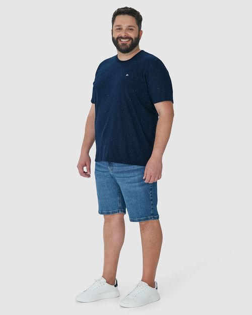 Camiseta Básica Masculina Plus Size Com Bordado Em Malha Botonê