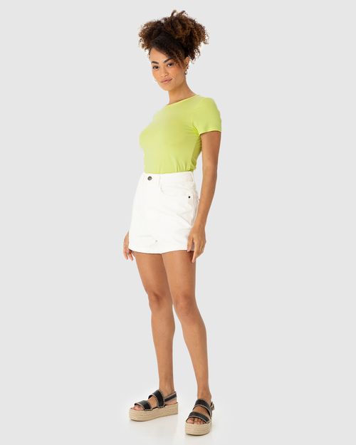 Blusa Básica Feminina Decote Redondo Em Viscose Stretch