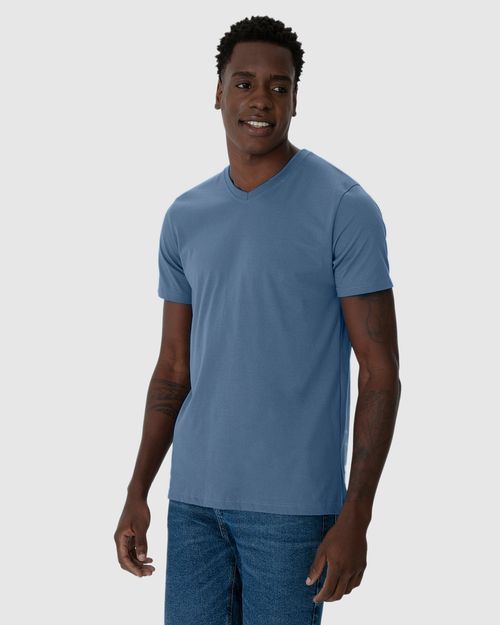 Camiseta Básica Masculina Gola V Em Algodão