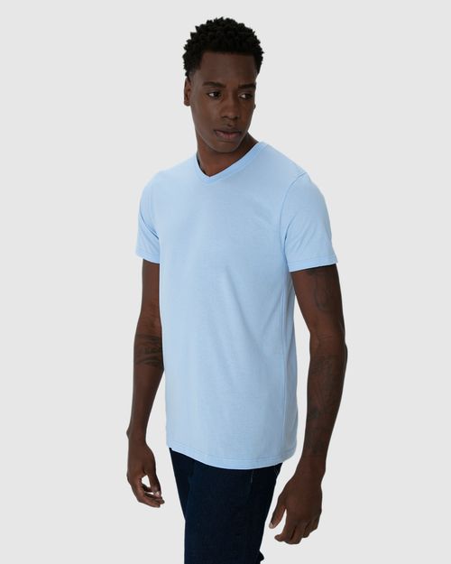 Camiseta Básica Masculina Gola V Em Algodão