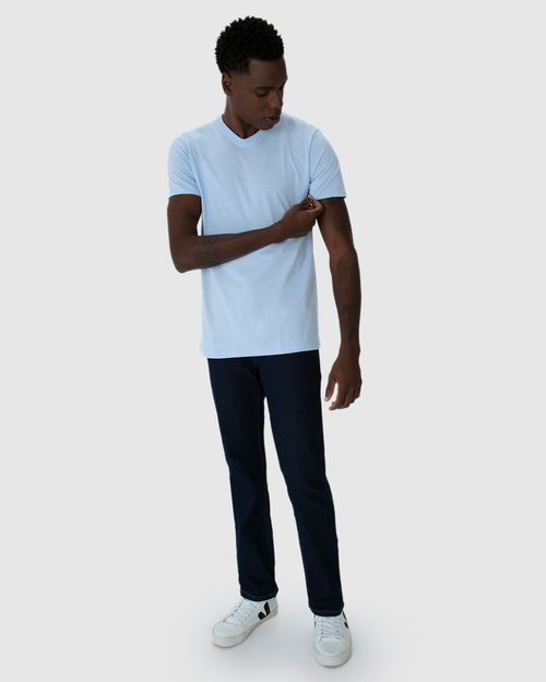 Camiseta Básica Masculina Gola V Em Algodão