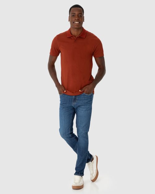Camisa Polo Básica Masculina Gola Retilínea Em Piquet Stretch