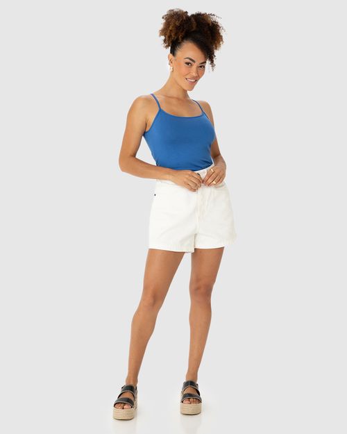 Regata Básica Feminina Decote Redondo Em Viscose Stretch