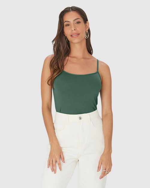 Regata Básica Feminina Decote Redondo Em Viscose Stretch