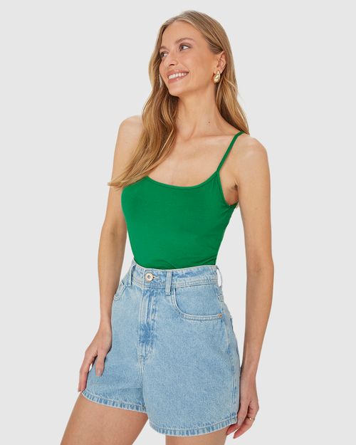 Regata Básica Feminina Decote Redondo Em Viscose Stretch