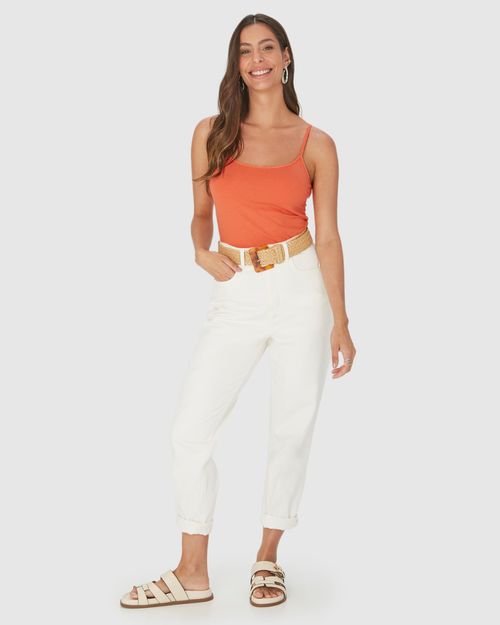 Regata Básica Feminina Decote Redondo Em Viscose Stretch