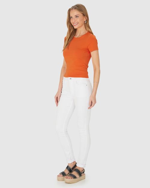 Blusa Básica Feminina Decote Redondo Em Algodão