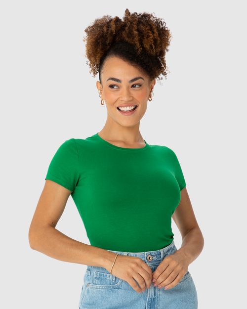 Blusa Básica Feminina Decote Redondo Em Algodão