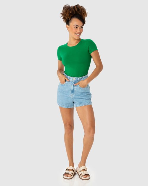 Blusa Básica Feminina Decote Redondo Em Algodão