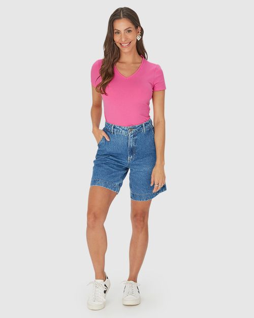 Blusa Básica Feminina Decote V Em Algodão