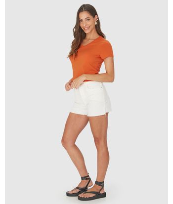 Blusa Básica Feminina Decote V Em Algodão