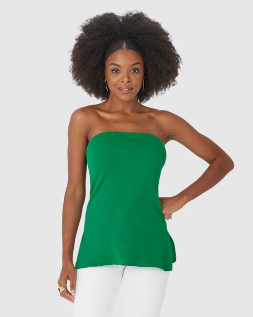 Blusa Feminina Sem Alças Com Fenda Lateral Em Ribana